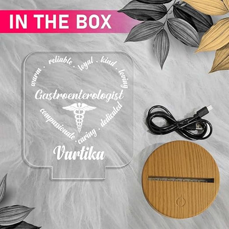 Personalized Gastroenterologist Desk Table Lamp with Automatic Color Changing Light  Best Gift for Doctor  Thankyou Gift for Doctor